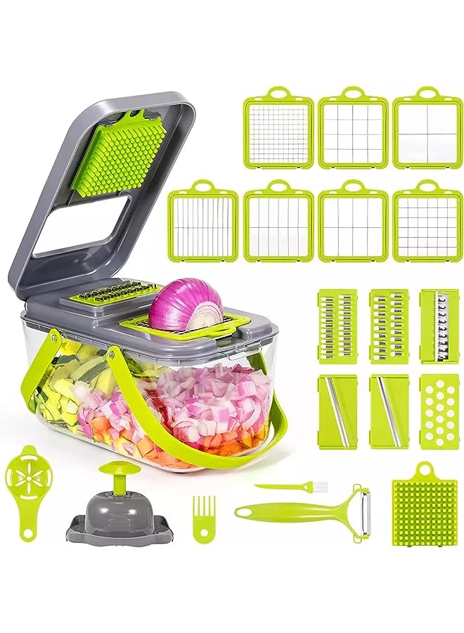 vesus Kitchen 23 in 1 Vegetable Chopper Multi Function Kitchen Veg Cutter 13 Stainless Steel Blades Onion Choppers with Storage Container for Fruits and Veg  - Image 1