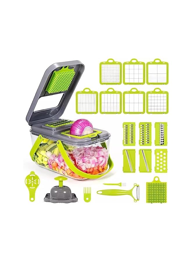 vesus Kitchen 23 in 1 Vegetable Chopper Multi Function Kitchen Veg Cutter 13 Stainless Steel Blades Onion Choppers with Storage Container for Fruits and Veg  - Image 2