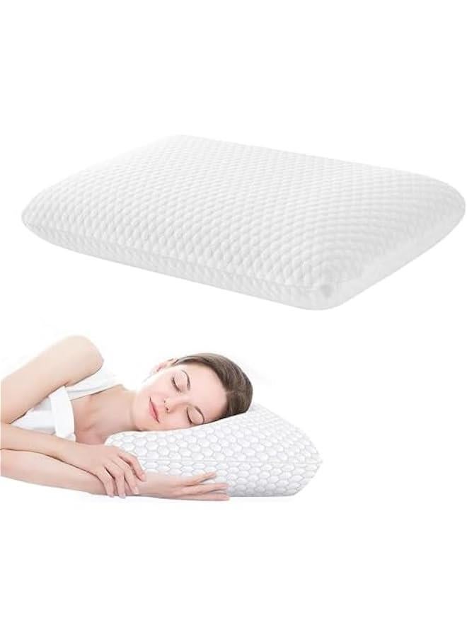HOOKOR Memory Foam Bed Pillows, Pillow for Side and Back Sleeper, Pillow for Neck Pain Relief, Washable Removable Cover, Soft, White, 60x40x13cm - Image 1