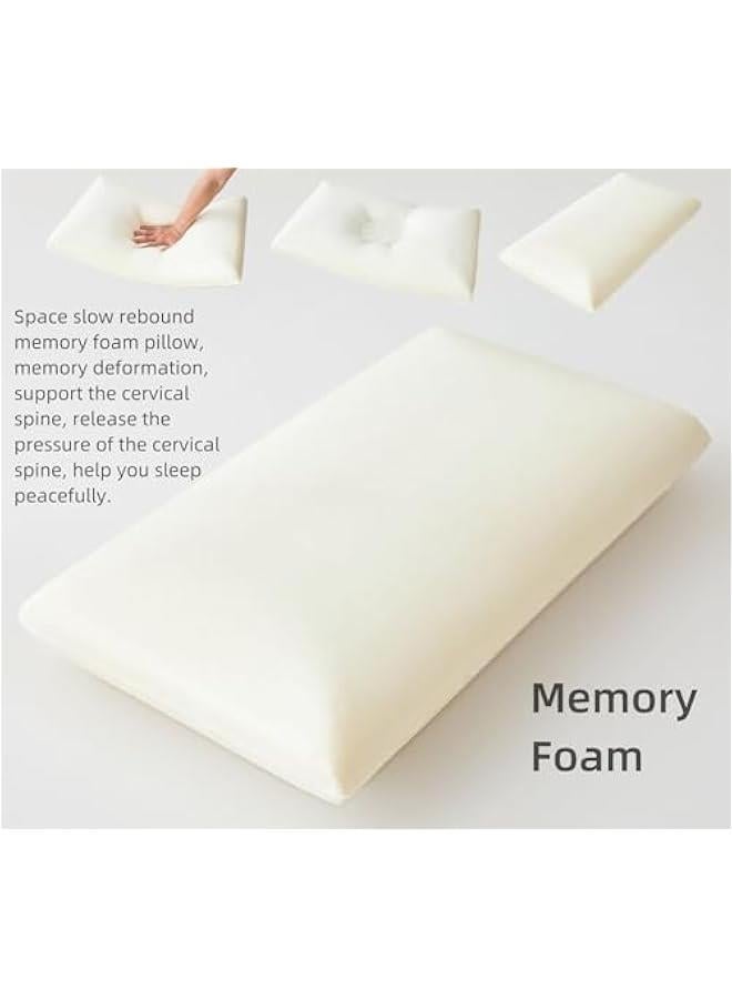 HOOKOR Memory Foam Bed Pillows, Pillow for Side and Back Sleeper, Pillow for Neck Pain Relief, Washable Removable Cover, Soft, White, 60x40x13cm - Image 3