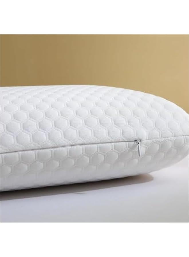 HOOKOR Memory Foam Bed Pillows, Pillow for Side and Back Sleeper, Pillow for Neck Pain Relief, Washable Removable Cover, Soft, White, 60x40x13cm - Image 5