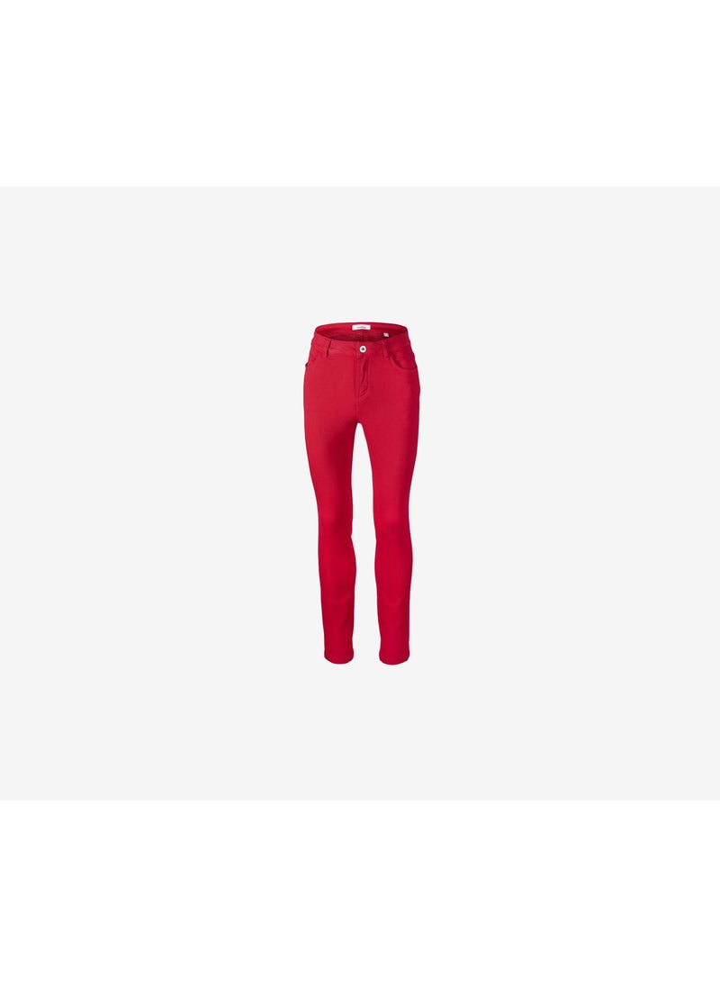 Tchibo Women Slim Fit Plain Skinny Pants, Red  - Image 2