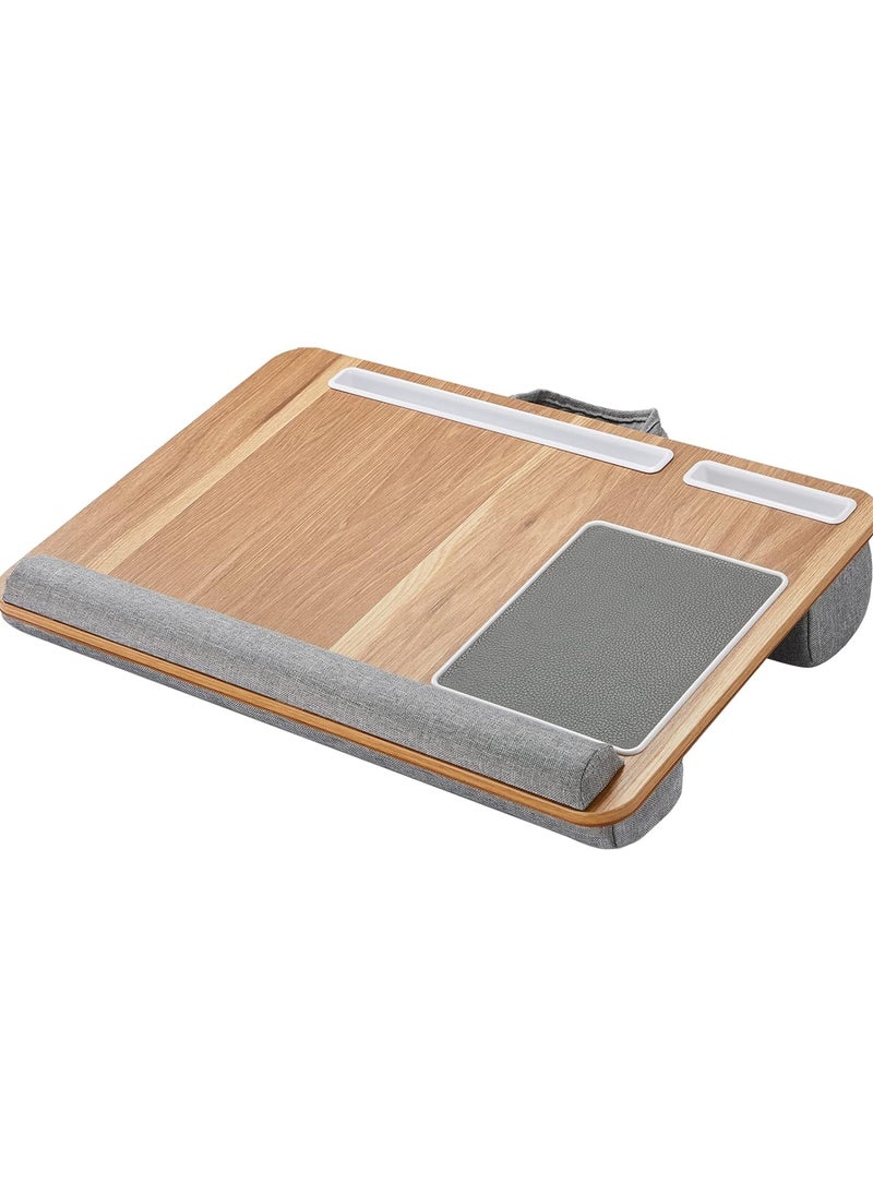 Bamboo Laptop desk Portable Lap Desk with Pillow Cushion and Anti-Slip Strip Use as Computer Laptop Stand Book Tablet