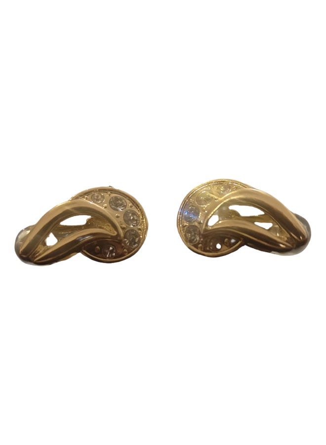 LumiArk Vintage Gold - Tone Crystal - Embellished Clip - On Earrings - Image 5