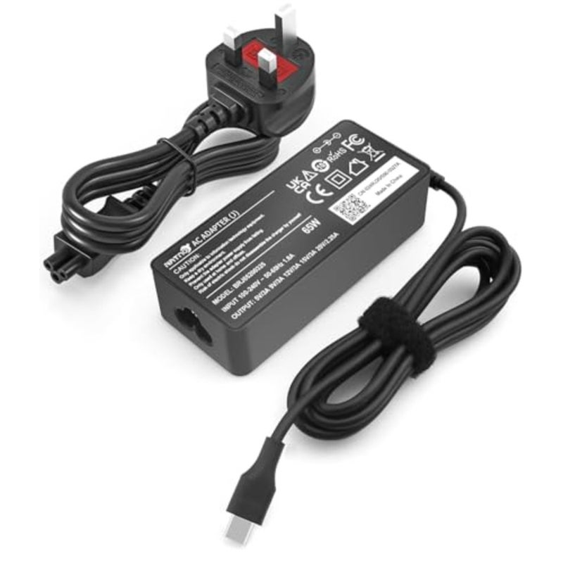 شاحن كمبيوتر محمول USB من النوع C بقدرة 65 وات متوافق مع Lenovo ThinkPad T14 E14 T16 T480 T580 X1 Carbon Chromebook Yoga ADLX65YDC2A، مناسب لشاحن الكمبيوتر المحمول HP Dell Acer Asus Huawei Samsung Type C - Image 1