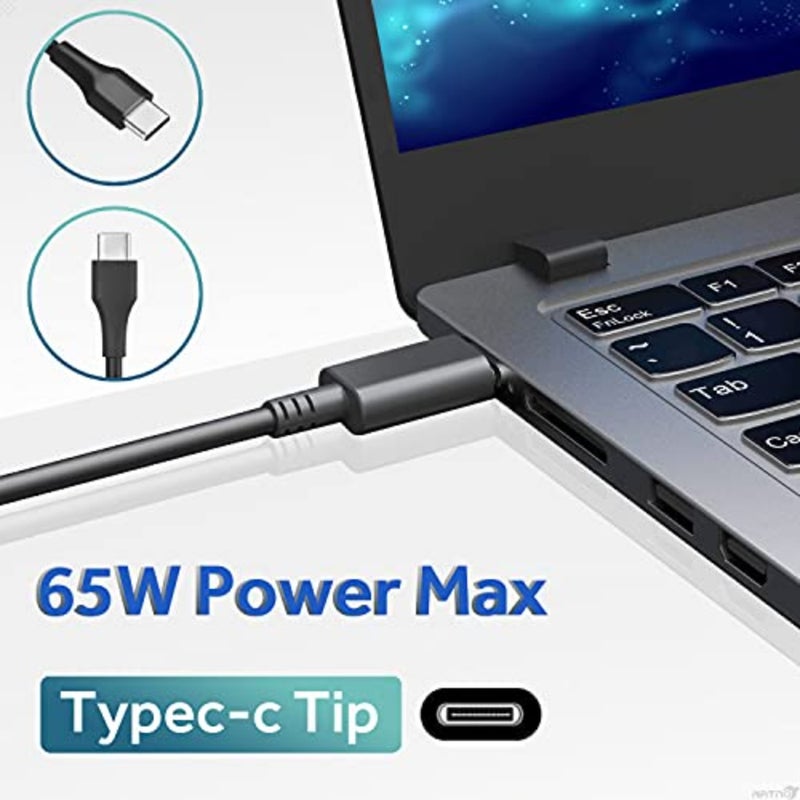 شاحن كمبيوتر محمول USB من النوع C بقدرة 65 وات متوافق مع Lenovo ThinkPad T14 E14 T16 T480 T580 X1 Carbon Chromebook Yoga ADLX65YDC2A، مناسب لشاحن الكمبيوتر المحمول HP Dell Acer Asus Huawei Samsung Type C - Image 5