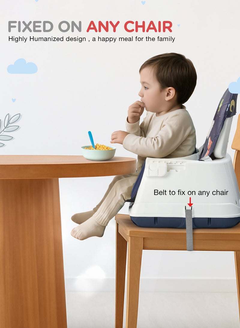 BAYBEE كرسي طعام للأطفال 4 في 1 نوفلا القابل للتحويل مع ارتفاع قابل للتعديل ومسند للقدمين كرسي تغذية للأطفال مقعد مع صينية طعام، عجلات وحزام أمان كرسي عالي للأطفال من 6 أشهر إلى 4 سنوات باللون الأزرق البحري - Image 5
