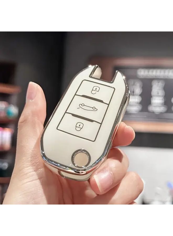 غلاف مفتاح السيارة من TPU الأسود المتين لسيارات بيجو وسيتروين - Image 2