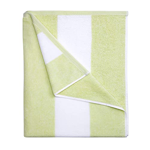HENBAY Cotton Oversized Beach Towel - Large 70 x 35 Inch Pool Towel, Aqua Striped Quick Dry Swimming Cabana Towel - Image 1