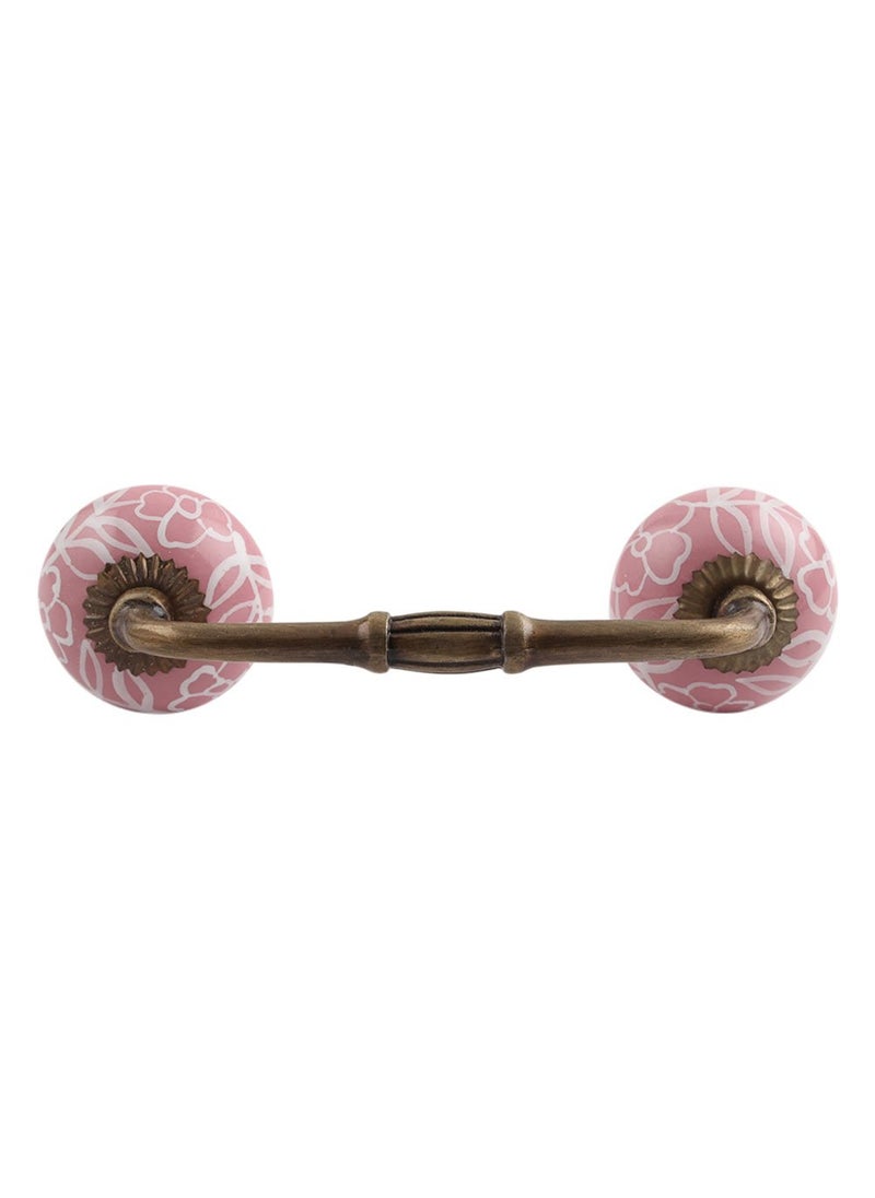 Indian-Shelf IndianShelf 1 Pack Ceramic Pink Cabinet Pulls T Bar Vintage Kitchen Drawer Handles Door Dresser Handles Antique Hardware 4 Hole to Hole BH67 Ck604  - Image 1