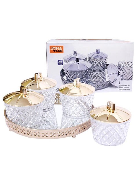 Jaypee Plus Royal Crystal Set 4 Piece Jar With Glass Tray