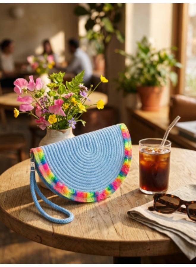 Tropical Rainbow Straw Clutch Bag - Image 2