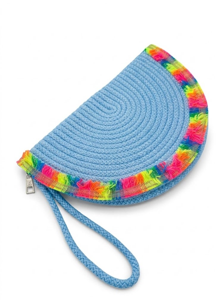 Tropical Rainbow Straw Clutch Bag - Image 1