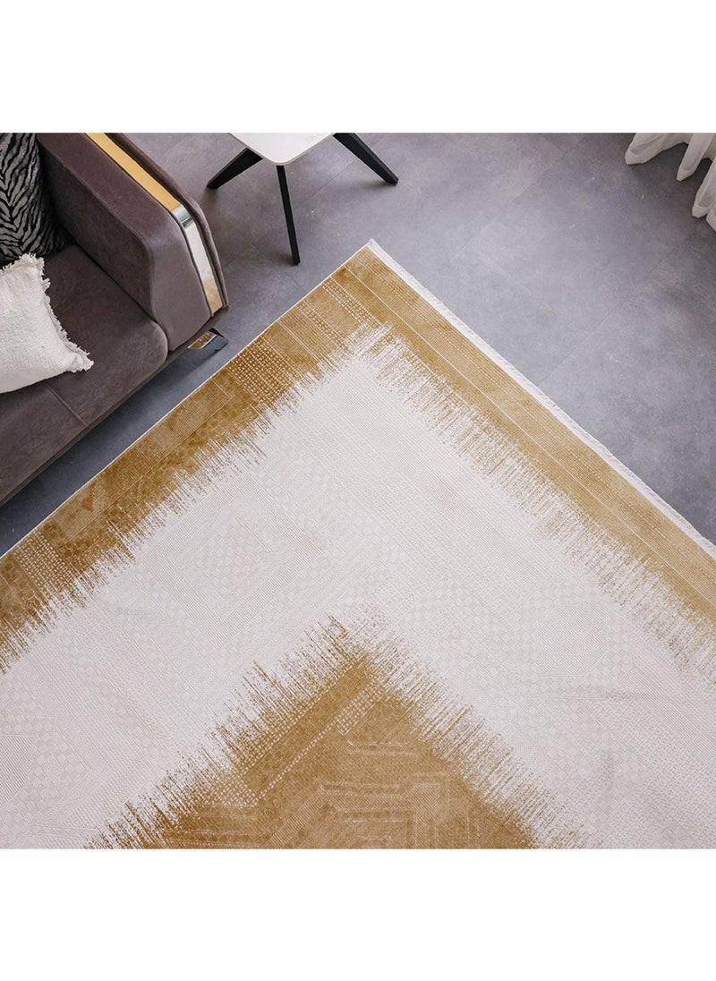 DANUBE HOME Luxura Artsilk Modern Contemporary Rug  Acrylic Area Rug Floor Covering L340xW240cm-Gold  - Image 1