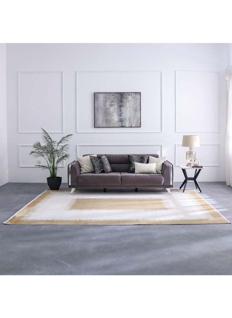 DANUBE HOME Luxura Artsilk Modern Contemporary Rug  Acrylic Area Rug Floor Covering L340xW240cm-Gold  - Image 5