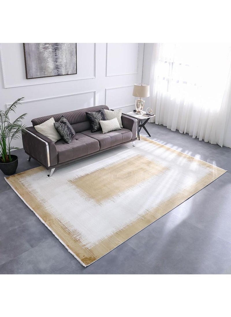 DANUBE HOME Luxura Artsilk Modern Contemporary Rug  Acrylic Area Rug Floor Covering L340xW240cm-Gold  - Image 4