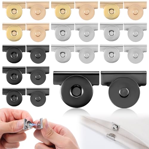 Yuanchu 12Pair No-Sewing Seamless Magnetic Snap Buttons, Metal Magnetic Buckle Clasp Magnetic Purse Clasps for Purse HandbagClothing Tote Bags DIY Crafts - Image 1