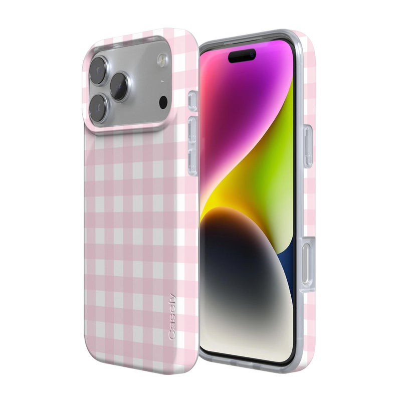 Casely iPhone 17 Pro Max Case | Pink Plaid | Sunday Best | Compatible with MagSafe | Classic Ultra Slim Design - Image 3