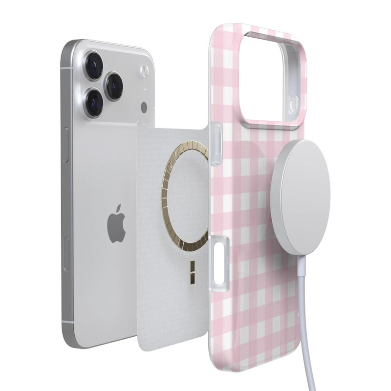 Casely iPhone 17 Pro Max Case | Pink Plaid | Sunday Best | Compatible with MagSafe | Classic Ultra Slim Design - Image 4