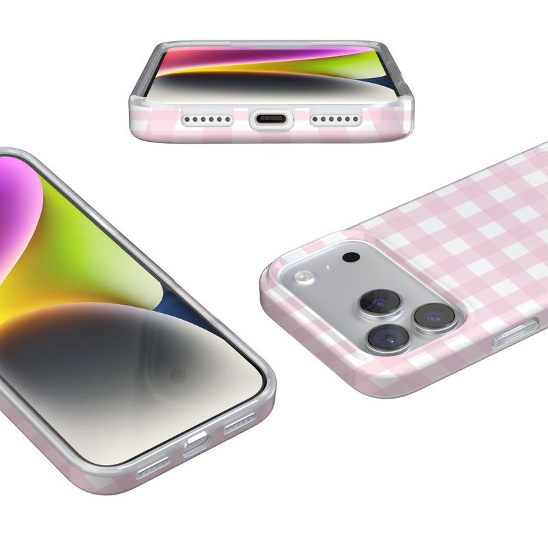Casely iPhone 17 Pro Max Case | Pink Plaid | Sunday Best | Compatible with MagSafe | Classic Ultra Slim Design - Image 2