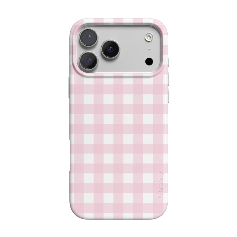 Casely iPhone 17 Pro Max Case | Pink Plaid | Sunday Best | Compatible with MagSafe | Classic Ultra Slim Design - Image 1