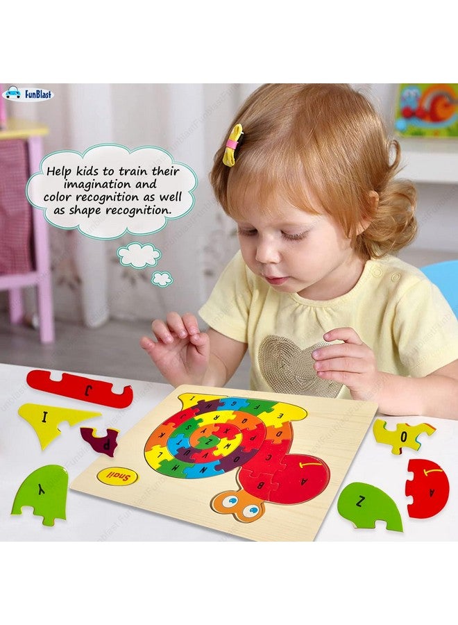 FunBlast Puzzle for Kids - Set of 4 Cartoon Design 3D Wooden Jigsaw Puzzle for Kids, ABC Puzzle for Kids, Preschool Toys for Kids, Educational & Learning Toys for Kids - Multicolor