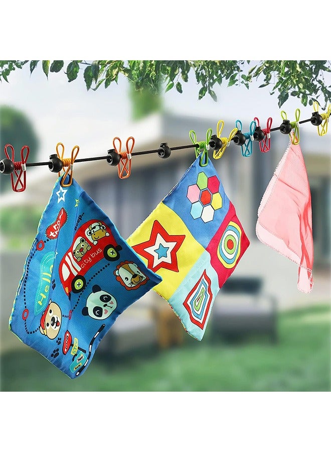 Retractable Travel Clothesline, Portable Clothesline 12 clothespins, Suitable for Indoor and Outdoor, Balcony, Outdoor Camping Use Multicolor - Image 5