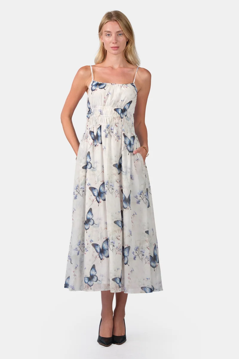 فيرجيو All Over Print Poly Strappy Maxi Dress for Women