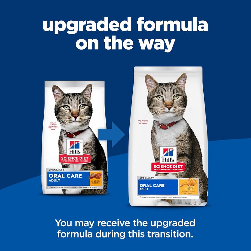 Hills طعام القطط الجاف من هيلز ساينس دايت للعناية بالفم للبالغين 16 دعم تراكم اللويحات والجير وصفة دجاج 7 رطل - Image 2