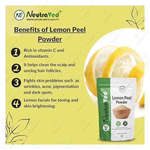 NeutraVed Lemon Peel Powder - 200g | Natural Vitamin C Skin Cleanse | for Face Pack, Face Mask and Hair Care - 200 Grams - Image 5