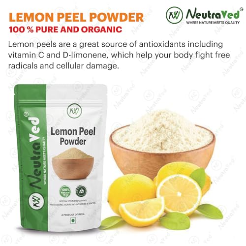 NeutraVed Lemon Peel Powder - 200g | Natural Vitamin C Skin Cleanse | for Face Pack, Face Mask and Hair Care - 200 Grams - Image 2