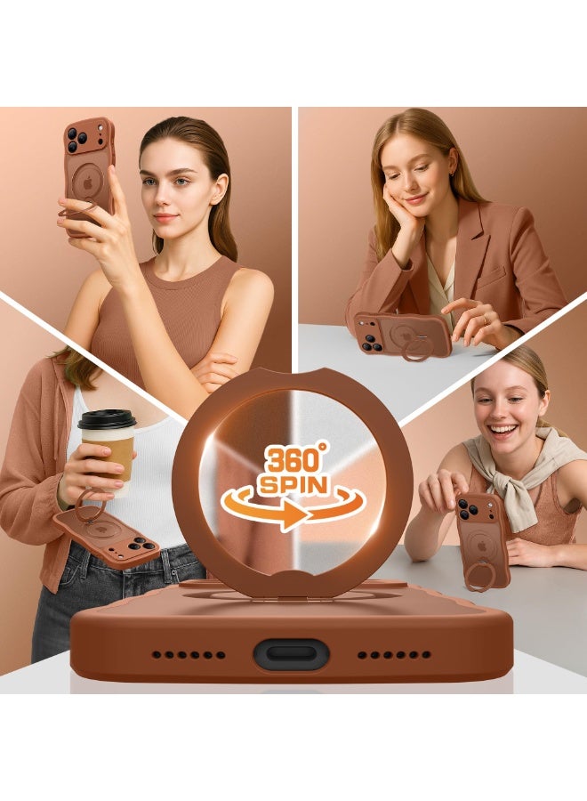 جولبينبوكس غطاء آيفون 17 برو مع MagSafe وحامل مغناطيسي دوار 360°، ‏[متوافق مع MagSafe] ‏[حافة على شكل موجة لطيفة] ‏[حماية بدرجة عسكرية]، غطاء هاتف آيفون 17 برو، باللون البرتقالي الكوني - Image 5