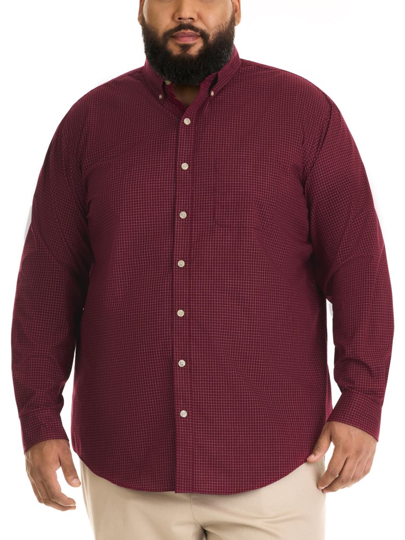Van Heusen Men's Big & Tall Tall Wrinkle Free Long Sleeve Button Down Shirt, Port Red, 3X-Large Big - Image 1