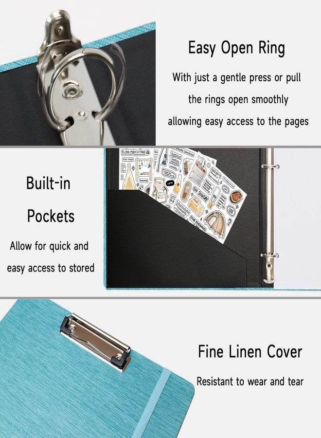Cherrich Three Ring Binder with Clipboard, Linen Cover Clipboard Binder 1 Inch for Letter Size, 2 Interior Pockets Paper for Organization of School, Business and Home - Image 3