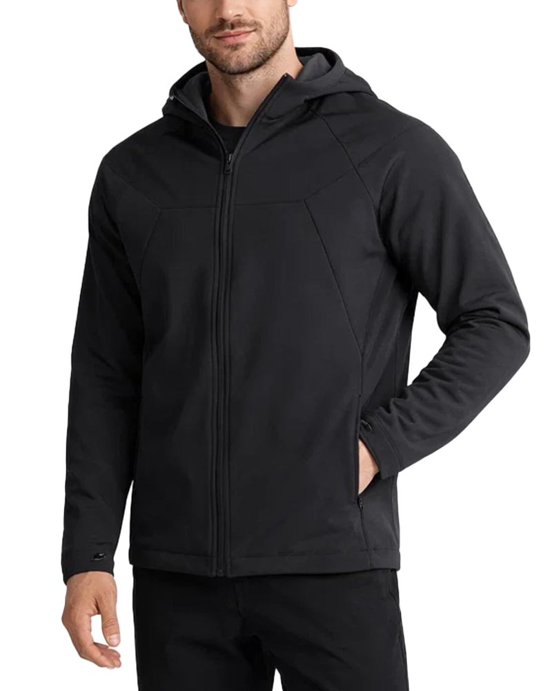 Spyder Mens Softshell Jacket - Faux Fur Lined Water Wind Resistant Performance Mens Fleece Jacket for Hiking Running Jogging, Size Large, Black Raven - Image 1
