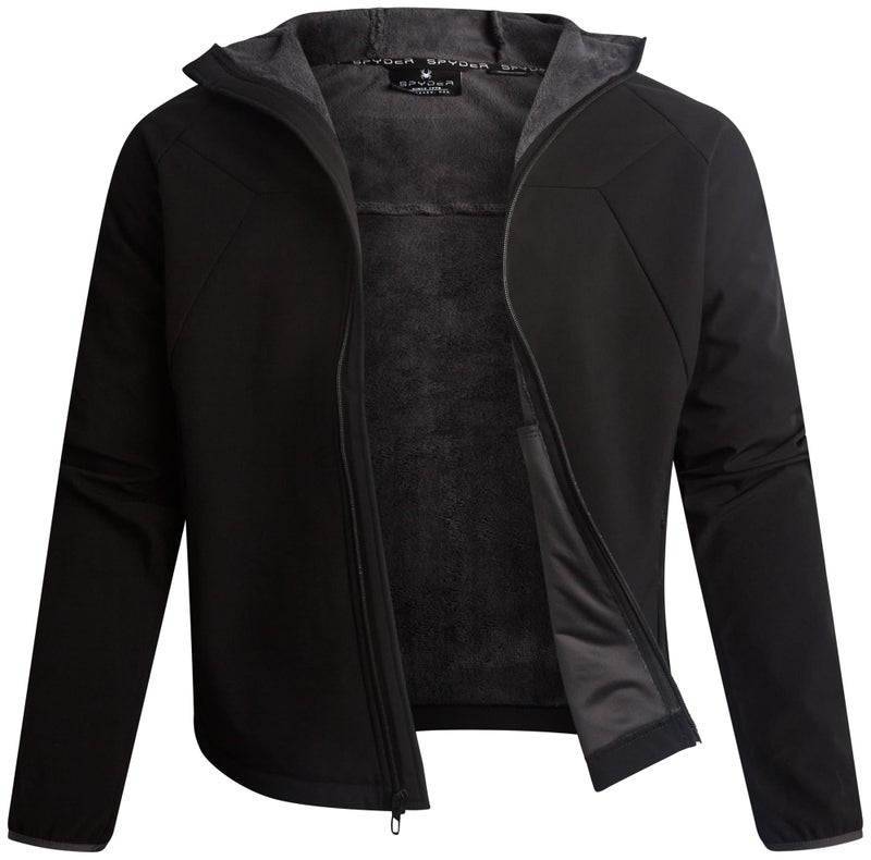 Spyder Mens Softshell Jacket - Faux Fur Lined Water Wind Resistant Performance Mens Fleece Jacket for Hiking Running Jogging, Size Large, Black Raven - Image 3