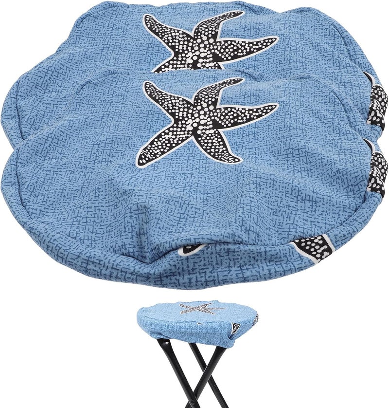 2pcs Elastic Round Stool Seat Covers, Stretchable Removable Bar Stool Protector, Printed Spandex Slipcovers for Dining, Kitchen, Bistro and Counter Chairs - Image 1