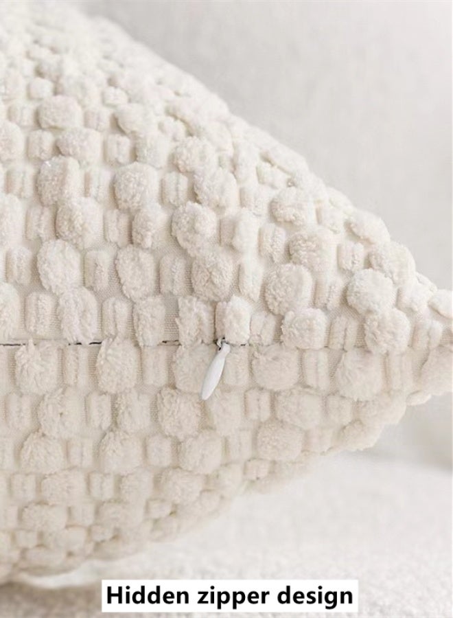 كوتيس أغطية وسائد ديكورية منزلية مكونة من 4 قطع، أغطية وسائد مربعة من البوليستر باللون الأبيض 45 × 45 سم - Image 3