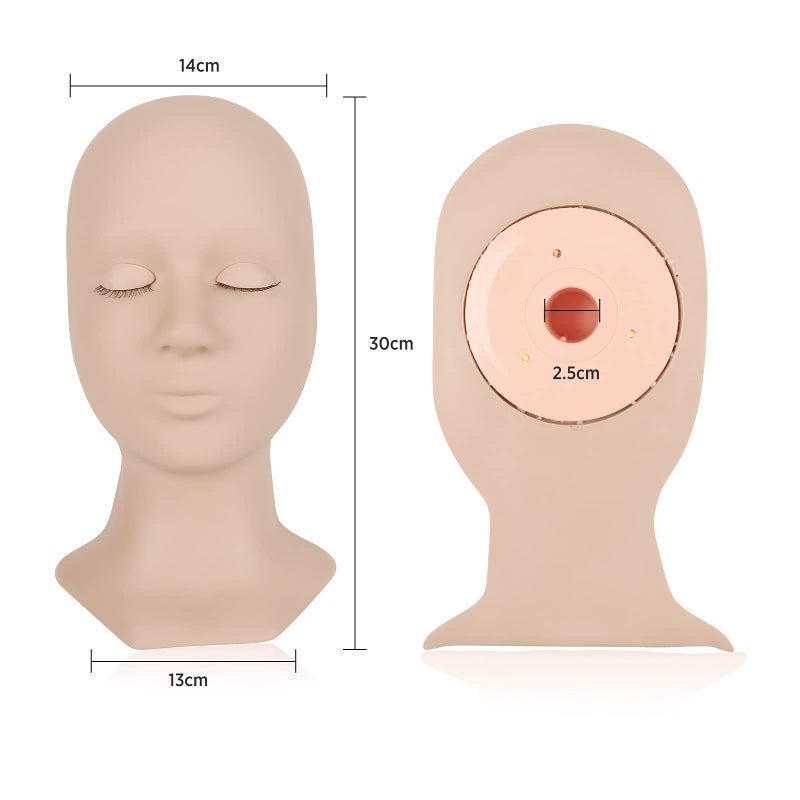 LASHVIEW Lash Mannequin Head , with 4 Pairs Replaced Eyelids Practice, Makeup Soft-Touch Rubber, Natural Skin Color - Image 5