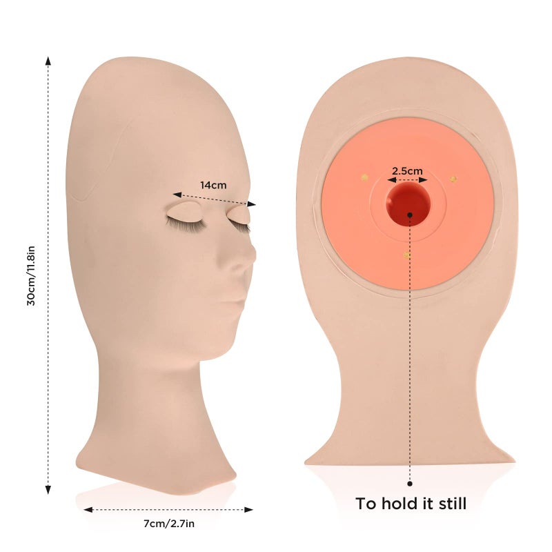 LASHVIEW Lash Mannequin Head , with 4 Pairs Replaced Eyelids Practice, Makeup Soft-Touch Rubber, Natural Skin Color - Image 4