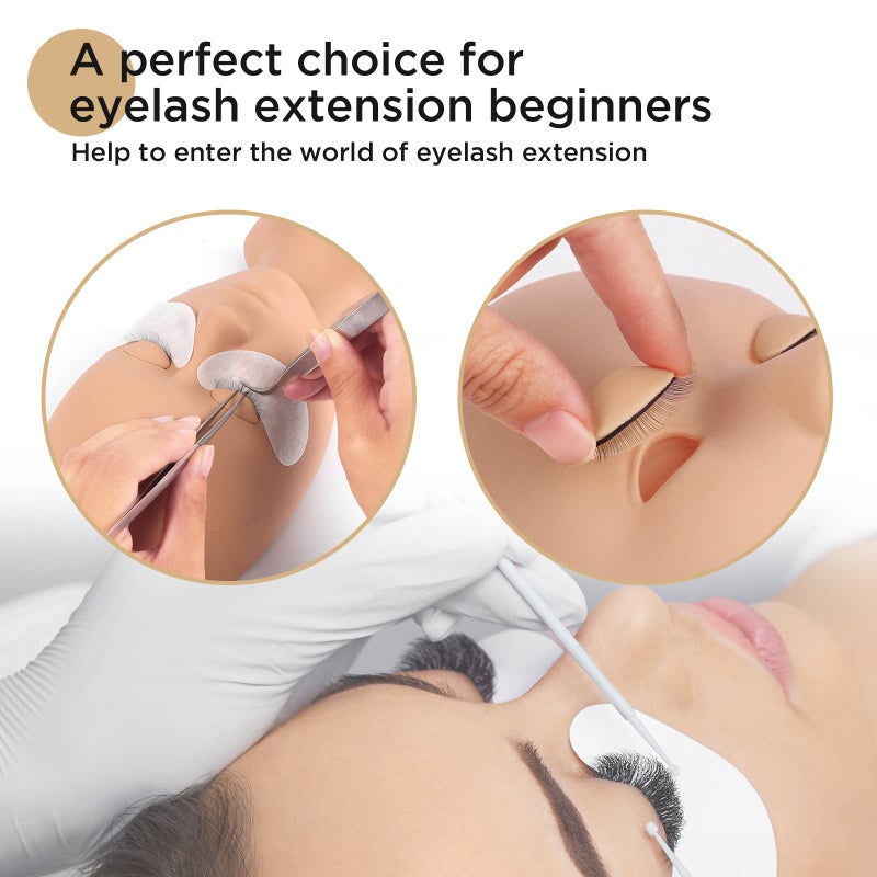 LASHVIEW Lash Mannequin Head , with 4 Pairs Replaced Eyelids Practice, Makeup Soft-Touch Rubber, Natural Skin Color - Image 2