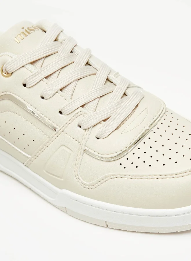 ميسي Women's Textured Sneakers with Lace-Up Closure