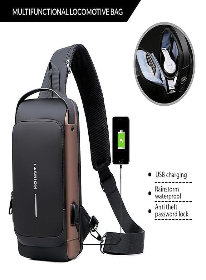 GONIPIMI Waterproof Unisex Sling Bag Anti Theft | USB Charging Port Shoulder Backpack With Multifunctional Use For Travel, Hiking, Camping, Daily Out | Crossbody Chest Bags Pack Of -1 - Image 5