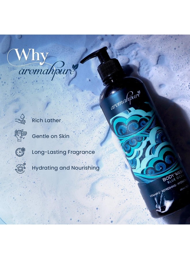 Aromahpure Blue Ocean Refreshing & Hydrating Body Wash Shower Gel | 450 ML Pump Bottle | Enriched with Vitamin E | Suitable for All Skin Type | Body Wash for Men & Women - Image 5