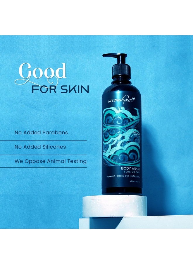 Aromahpure Blue Ocean Refreshing & Hydrating Body Wash Shower Gel | 450 ML Pump Bottle | Enriched with Vitamin E | Suitable for All Skin Type | Body Wash for Men & Women - Image 4