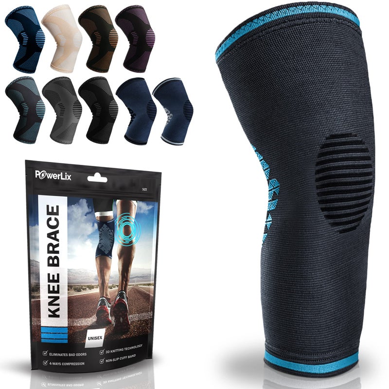 Powerlix Compression Knee Sleeve for Women Men Medical Knee Brace for Arthritis Knee Pain Relief Meniscus Tear Injury Recovery Knee Support Workout ProtectionRunning All Sports Blue Small - Image 2