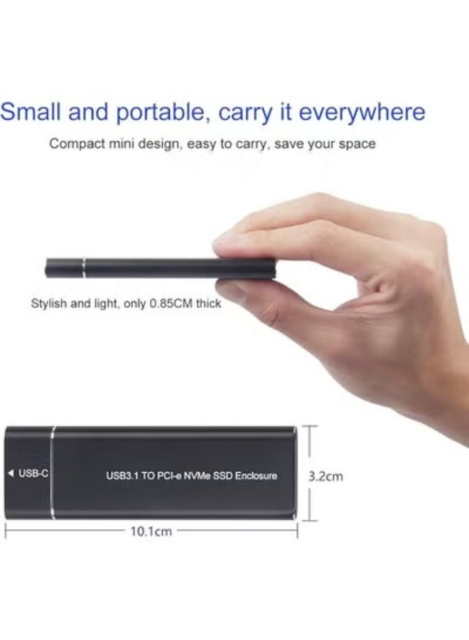 Original Aluminum M.2 NVMe SSD Enclosure – USB 3.1 Gen 2 to NGFF NVMe PCIe M-Key, External SSD Case with Type-C Cable - Image 2
