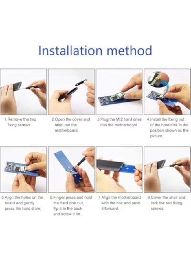 Original Aluminum M.2 NVMe SSD Enclosure – USB 3.1 Gen 2 to NGFF NVMe PCIe M-Key, External SSD Case with Type-C Cable - Image 3