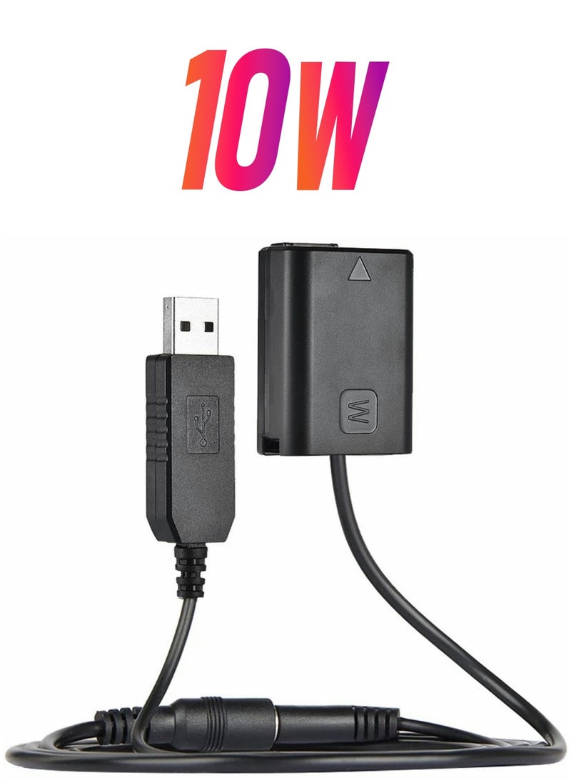 SYOSI - DC Coupler Replacement for NP-FW50 Dummy Battery Power Adapter with USB Cable A7 A7R A7S A7SII A6500 A6300 A6100 A6000 NEX5 DSC-RX10 II III IV - Image 1