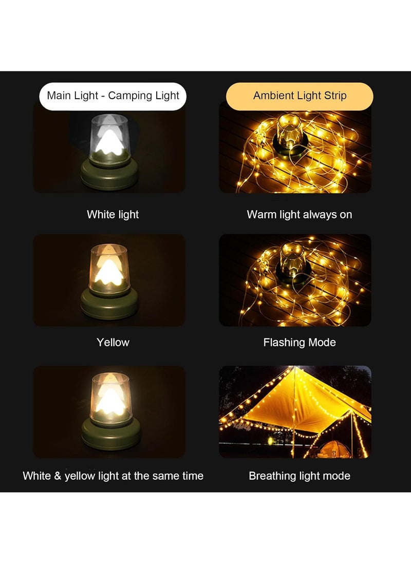 CMGTYYD - Portable Camping String Lights Led Camping String Lights 2 in 1 Camping Lantern 32.8ft Camping String Lights, Camping Lantern with Lighting Modes, Rechargeable Outdoor String Lights for Outdoor - Image 1